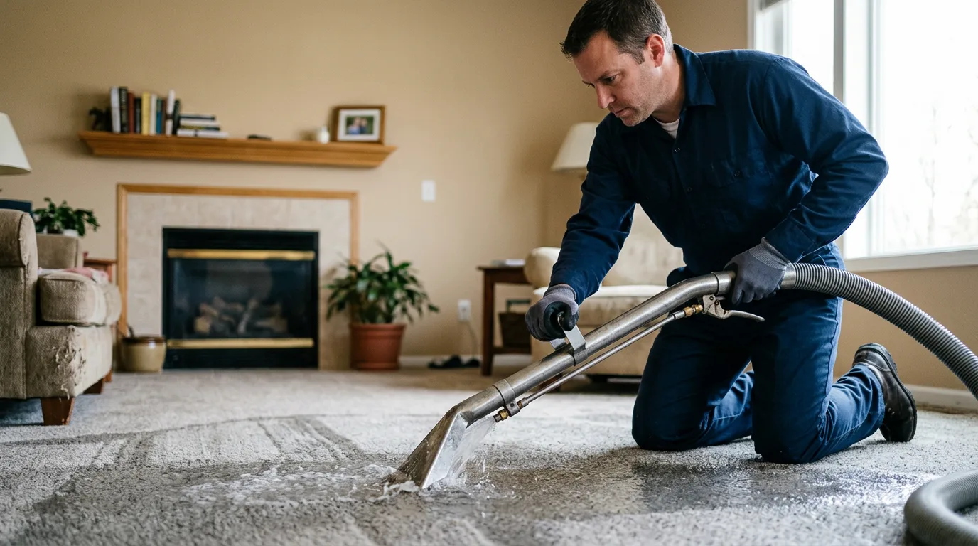 Water damage restoration technician working near Mount Vernon, IL